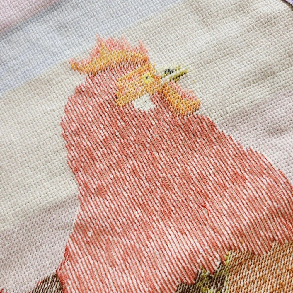 Vintage Woven Rooster Wall Hanging Set of 2 Farmhouse Textile Art with Tassels